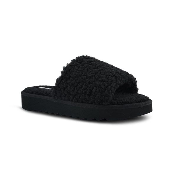 Nine West Fuzzie Cozy Flat Black Slippers | Ireland 99W21-8X90
